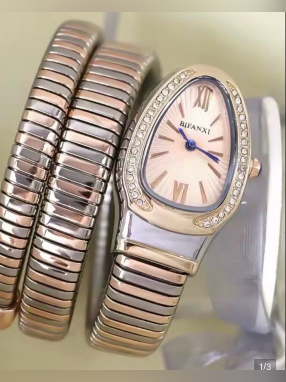 Serpentine Rose Gold Women's Light Pink FaceWrap Bracelet Watch